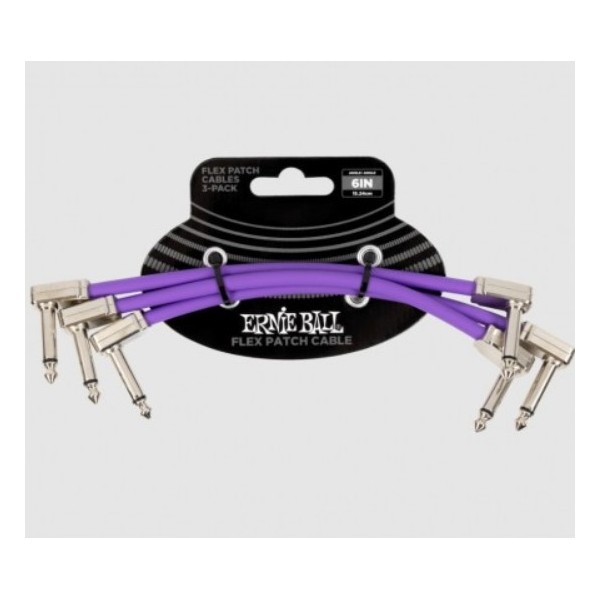 ERNIE BALL 6452 FLEX PATCH CABLE 15 CM - PURPLE - 3 PACK