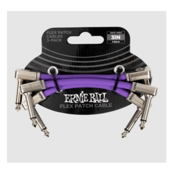 ERNIE BALL 6451 FLEX PATCH CABLE 8 CM - PURPLE - 3 PACK