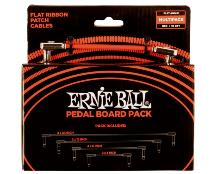 ERNIE BALL 6404 FLAT PEDALBOARD MULTI-PACK - RED TOTAL 10 CABLES